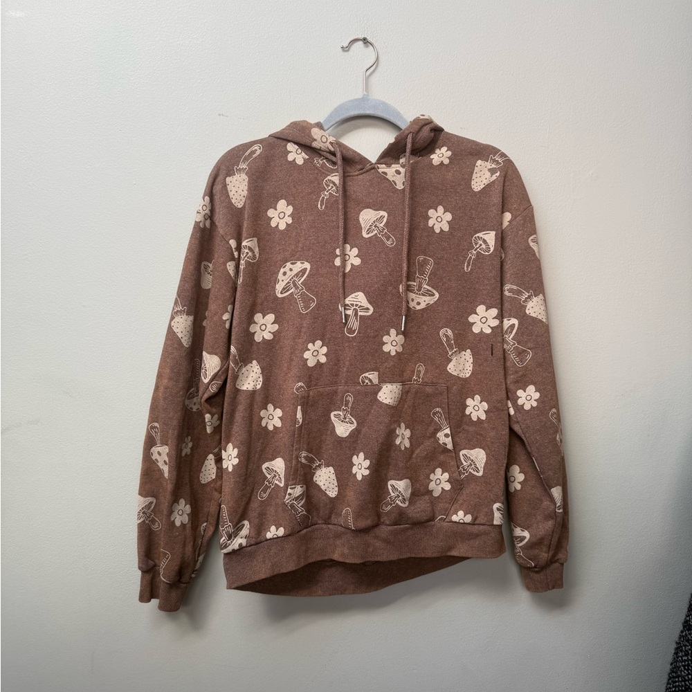 No Boundaries Brown Mushroom Print Women's Hoodie
